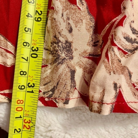 Cotton Candy Tunic Top Large Red Taupe Floral 100% Rayon Keyhole Flowy Boho - Picture 13 of 16